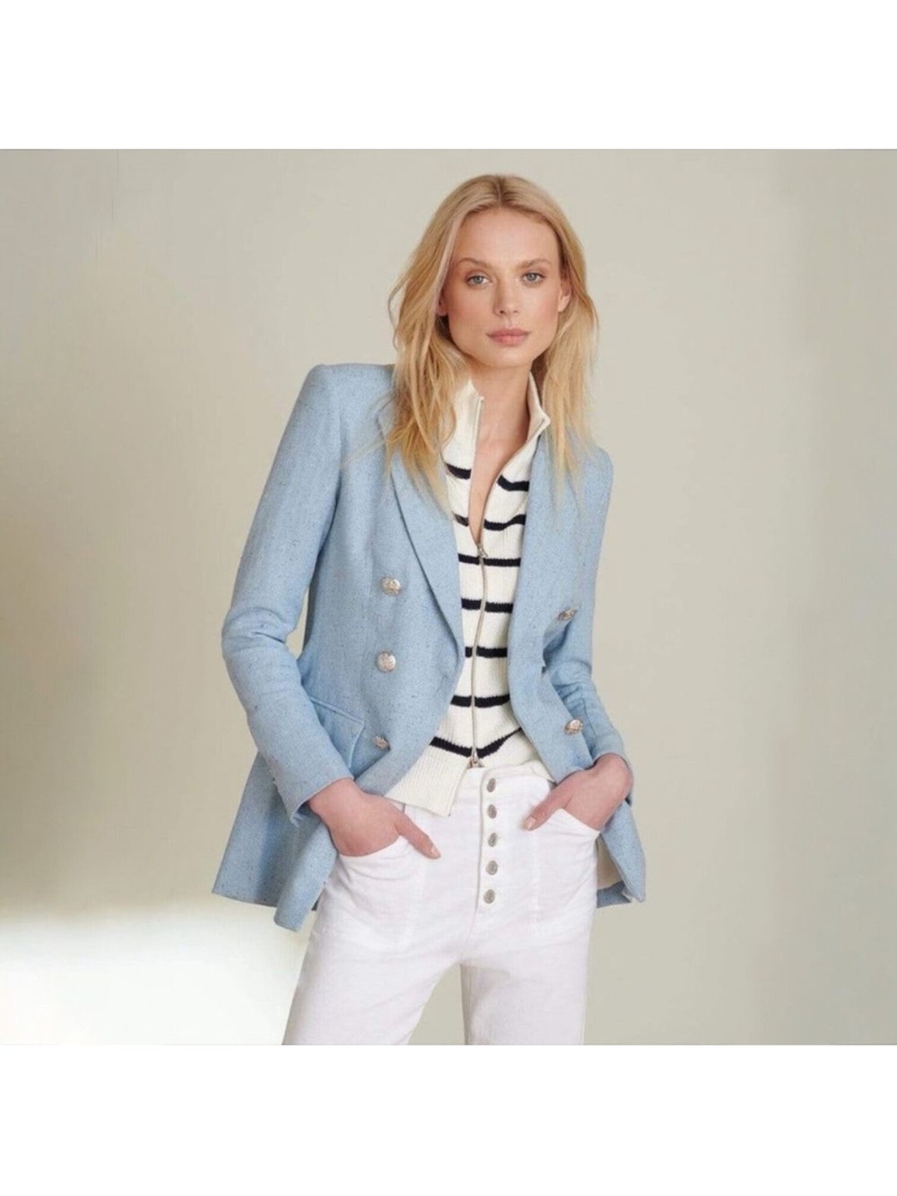 $748 Veronica Beard light baby powder Blue Miller Dickey jacket blazer, size 6